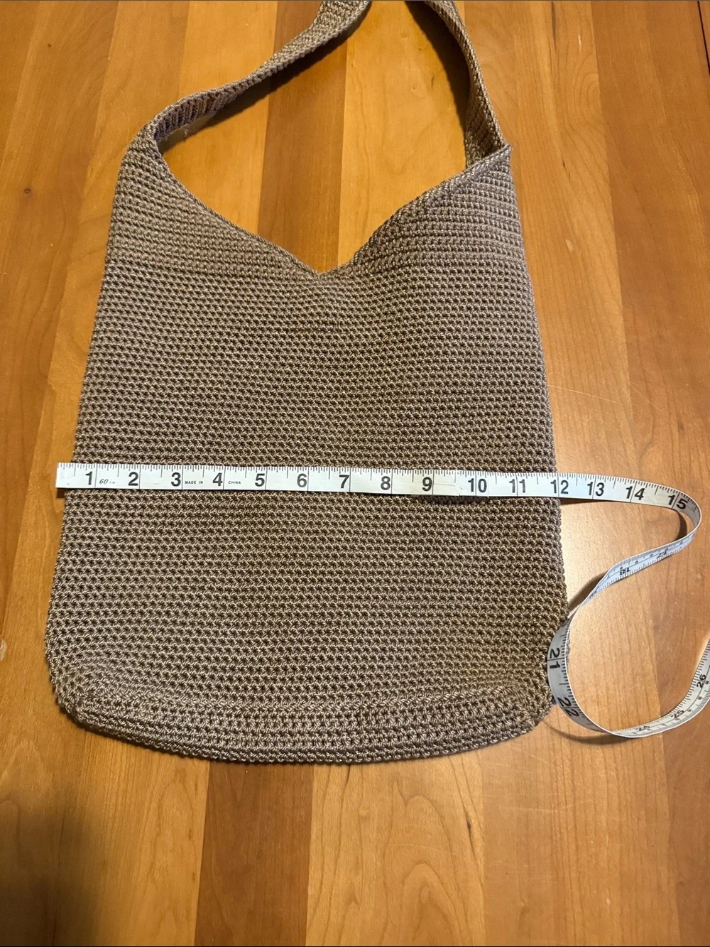 The sak Taupe Crochet Shoulder Bag with Front Zip Pocket